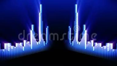 音频蓝波动画.. 均衡器发出的声波。 脉冲<strong>音乐播放器</strong>。 未来式数字声波概念.. 循环背景。